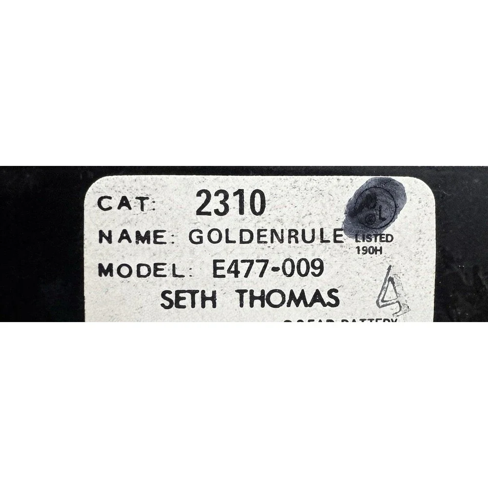 Vintage Seth Thomas Golden Rule Wall Clock E477-009 Octagon Wood Frame